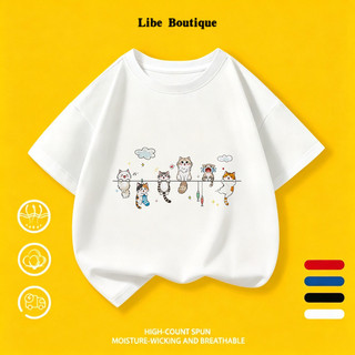 (Giao hàng trong 24 giờ) Áo Thun Unisex In Mèo Dễ Thương, Thoáng Mát Thấm Mồ Hôi