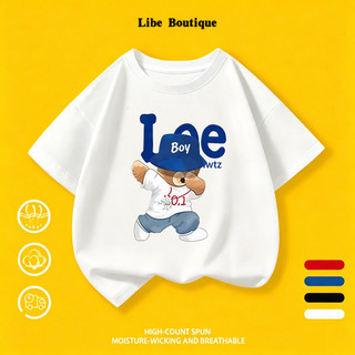 (Giao hàng trong 24 giờ) Áo Thun Unisex In Gấu Dễ Thương, Thoáng Mát Thấm Mồ Hôi, Nhiều Màu