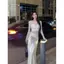 Áo thun dài tay ren kim cương phong cách Hot Girl có dây xuyên thấu Slim-Fit Phiên bản mỏng hơn mùa hè