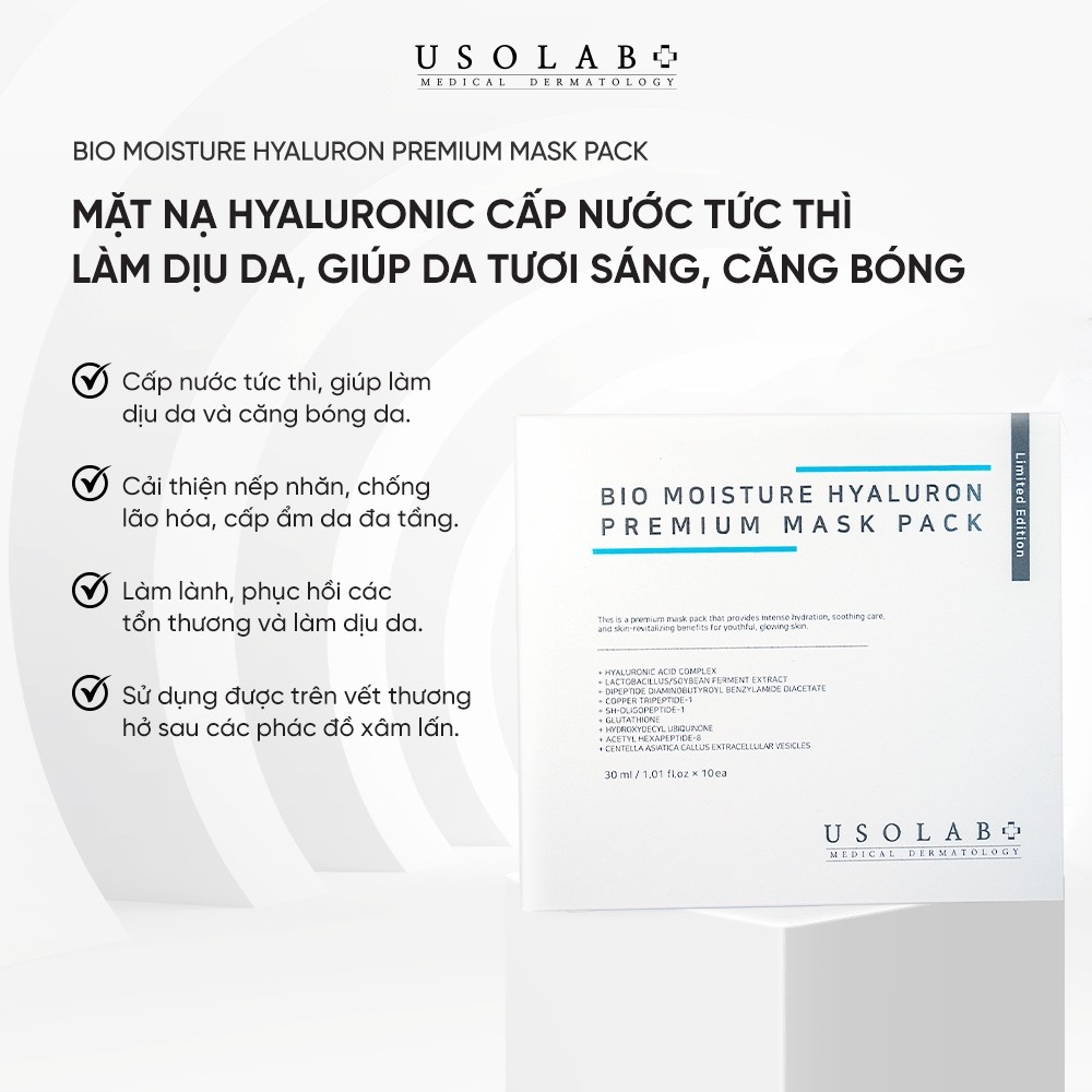 [HÀNG CÔNG TY] Mặt Nạ Hyaluronic Cấp Nước Tức Thì USOLAB Bio Moisture Hyaluron Premium Mask Pack 30ml