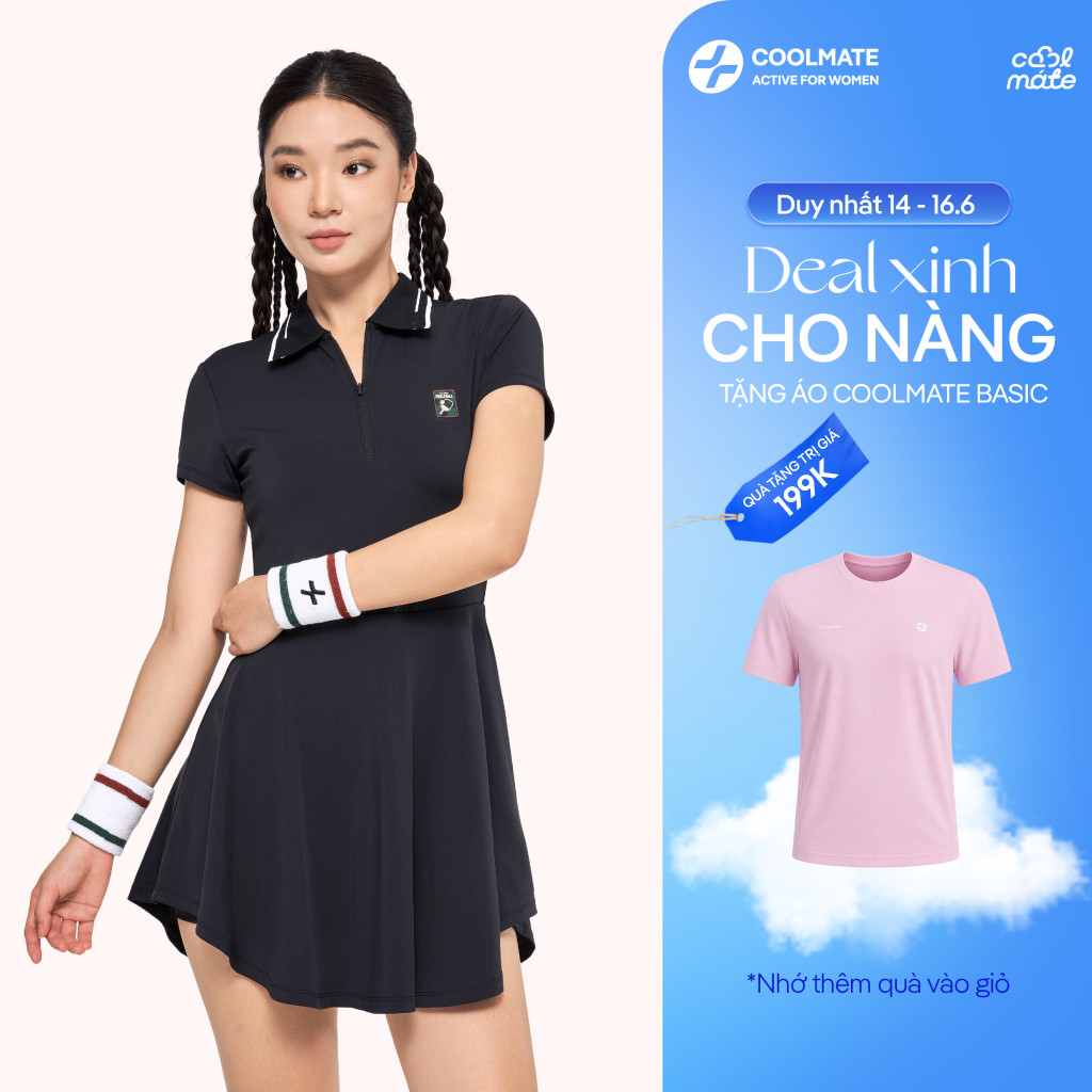 [MUA VÁY TẶNG ÁO] Váy Polo thể thao Pickleball Dink Shot nhẹ, co giãn, thoáng khí - Coolmate Active For Women