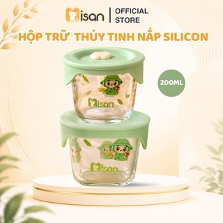 Hộp trữ đồ ăn dặm thủy tinh cho bé MISAN nắp silicon có van thoát hơi, bát bảo quản thực phẩm ăn dặm an toàn tiện dụng
