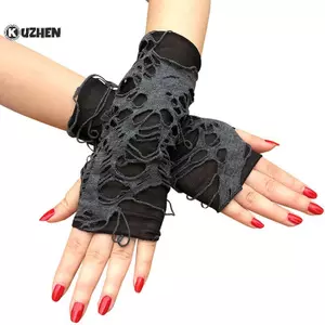 KUZHEN Gợi Cảm Gothic Ngón Dài Găng Tay Ngộ nghĩnh Punk Ro Dance Mittens Clubwear Trang Phục HOT