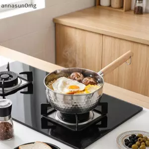 Chảo Sữa Inox AA Có Tay Cầm Bằng Gỗ Chảo Chống Sti Nhật Bản Để Hấp Sữa Làm Món Tráng Miệng Bữa Sáng VN