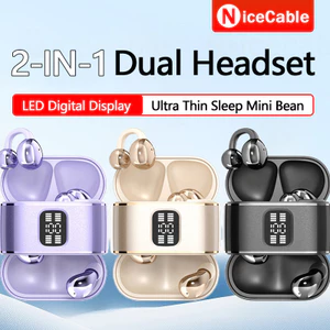 Tai nghe không dây Mini siêu mỏng ENC Giảm tiếng ồn thông minh Tuổi thọ pin dài Màn hình kỹ thuật số LED 2 trong 1 Tai / Tai nghe kép