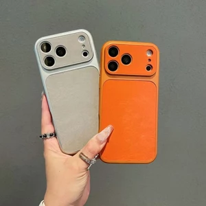 Ins Cửa Sổ Lớn iPhone17Promax Vỏ Điện Thoại Hạt Da Thích Hợp Cho Apple 16 Xuống Sợi Xuống 15 Mượt Xuống Vỏ Bảo Vệ