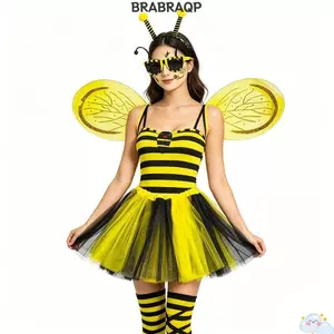 Bộ trang phục ong BRBRAA, Ăng-ten thả đầu gối sọc Băng đô Trang phục Bumblebee, Váy Tutu hoàn chỉnh màu vàng Bộ trang phục hoàn chỉnh Bộ trang phục ong Sân khấu khiêu vũ Cosplay