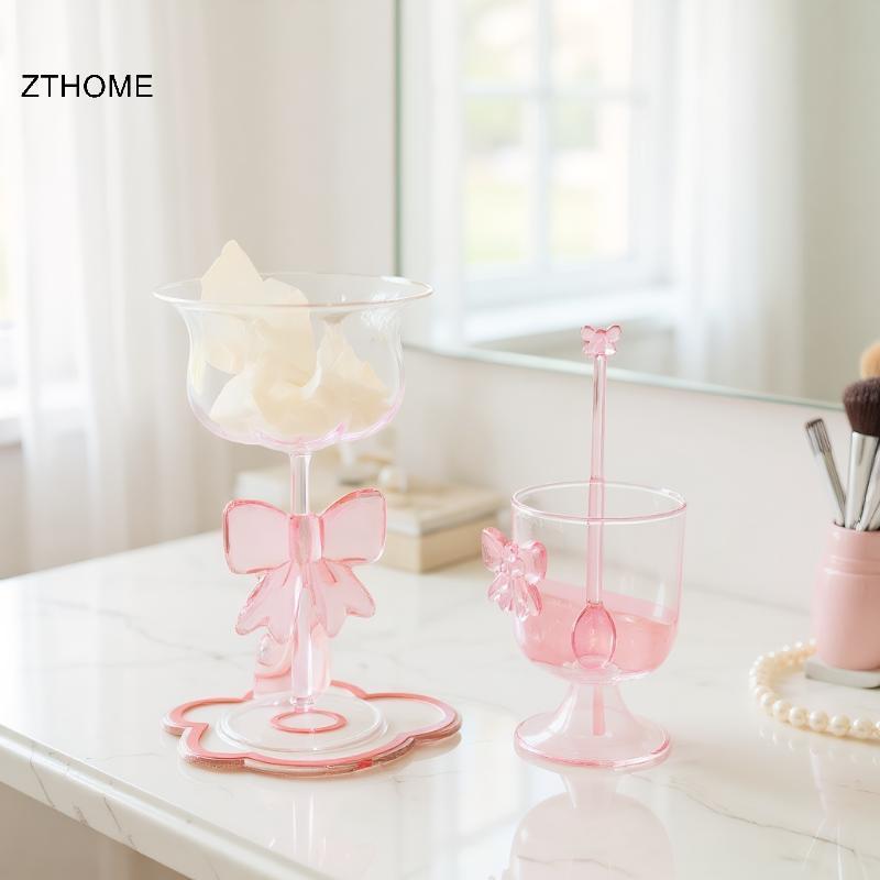 Muỗng cà phê thủy tinh nơ hồng ZTHOME, Muỗng khuấy trà sữa / tráng miệng dài tay, Muỗng cà phê chịu nhiệt, Dụng cụ nhà bếp gia dụng. Nóng