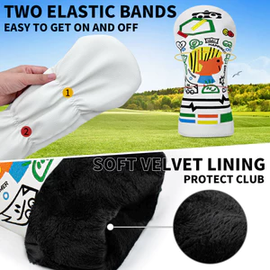 Vỏ câu lạc bộ Golf Họa tiết màu thêu số. 1 Fairway Vỏ Câu Lạc Bộ Bằng Gỗ PU Chống Thấm Nước Dày Đầu Bóng Bảo Vệ Nắp