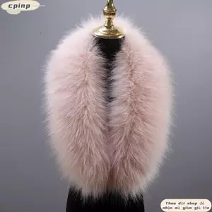 CPINCP Cổ Lông Thú Giả Lớn, Giữ Ấm Có Thể Tháo Rời Lông Thú Giả Sang Trọng, Khăn quàng Cổ Áo Nam Nữ 80cm Lông Xám Cổ