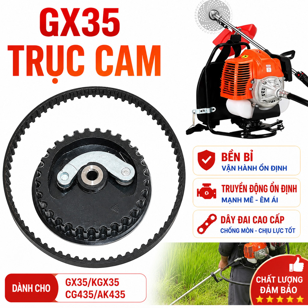 Puly Cam GX35 & Dây Cam GX35 Máy Cắt Cỏ 4 Thì | Bánh Răng Cam Dây Đai Cam Phụ Tùng Thay Thế
