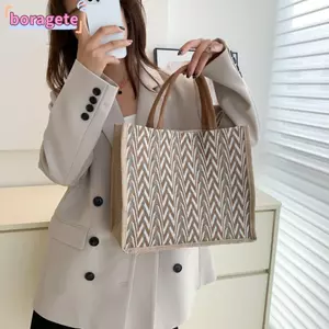 Túi đựng đồ ăn trưa BORAGETE thông thường dành cho nữ Canvas Satchel Tote