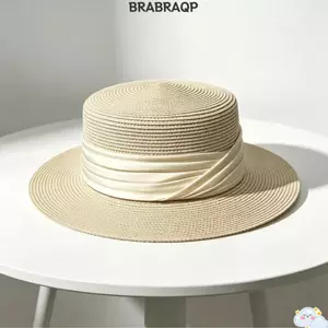 Mũ chống nắng mùa hè BRARAA, Mũ rơm vành rộng trang trí ruy băng, Mũ đi biển chống tia cực tím đa năng có thể điều chỉnh thời trang dành cho nữ