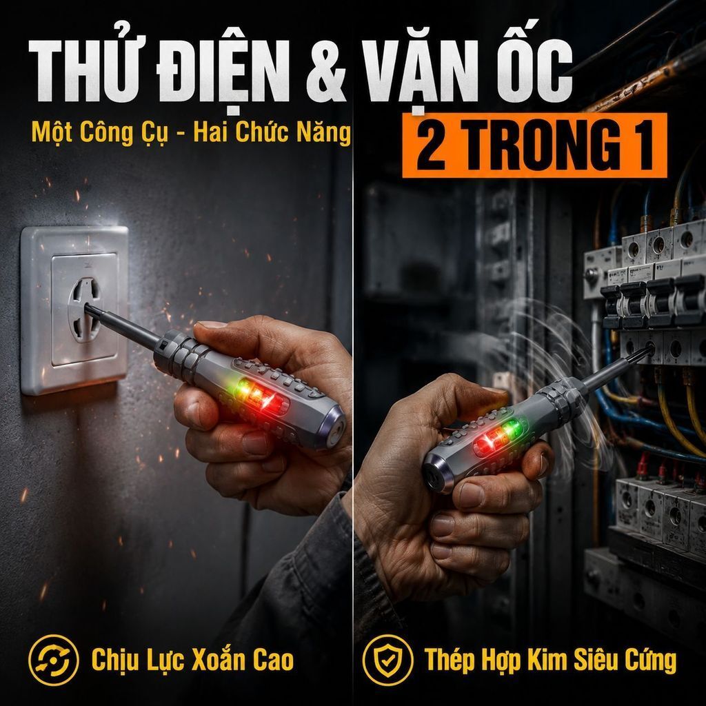 ⚡Ship Nhanh⚡Tuốc vít thử điện lực xoắn cao | Bút thử điện LED sáng màu | Bút điện đo ngắt mạch chuyên dụng