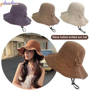 Mũ xô CLEARLINE, Mũ đan thoáng khí có thể gập lại, Vành rộng chống tia cực tím Mũ đi biển Girl