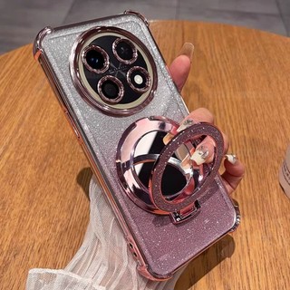 Dành Cho Nova15Max Vỏ Cho Huawei Nova 15 Max 15Max 15Ultra 15Pro Nova15 Max 2026 Giá Đỡ Vòng Giá Đỡ Vỏ Điện Thoại Lá Bling Lấp Lánh Trong Suốt Acrylic Chống Sốc Ốp Lưng