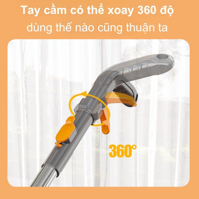 cây lau nhà phun sương tự vắt đa năng lau khô ướt đầu xoay kèm khăn lau sợi mịn cán dài