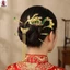 Trung Quốc Cô Dâu Vàng Rồng Phượng Kẹp Tóc Hợp Kim Truyền Thống Cưới Bun Phụ Kiện