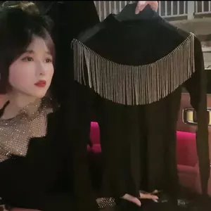 Mùa thu đông Phong cách mới Thời trang Lông cừu-Fleece Fringe Khâu áo sơ mi đáy dài tay Slim-Fit Slimm