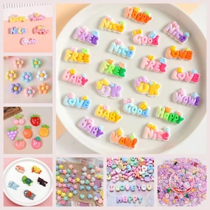 Tự làm DIY kẹp tóc, bình nước mũ bảo hiểm, mặt dây chuyền trang trí "Happy Sweet" họa tiết chanh và hoa tặng kèm keo dán