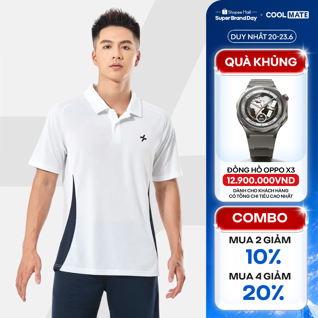 [MUA 4 GIẢM 20%]Áo Polo thể thao nam Pickleball Promax Sideflow thoáng khí co giãn thấm hút tốt Coolmate