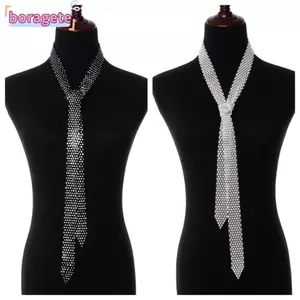 Cà vạt cổ BORAGETE, Cà vạt Bling Bling hàng ngày / tiệc / khiêu vũ, Cà vạt sáng bóng bằng kim cương giả