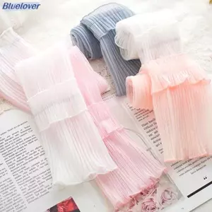 Bluelover Chụp Ảnh Bầu Không Khí Lưới Sợi Hoa Bên Ren Băng Tay Mặc Hàng Ngày Quần Áo Trang Trí Cánh Tay Nữ Chống Nắng Uv Mitten Mới