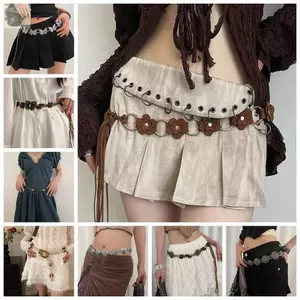 AWNGD Dây Thắt Lưng, Dây Hợp Kim Bohemian Thắt Lưng, Hợp Thời Trang Vintage Có Thể Điều Chỉnh Bướm Tua Rua Hoa Bohemian Thắt Lưng Nữ