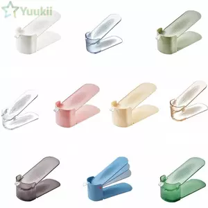 Dụng cụ sắp xếp giày YUUKII, Giá để giày có thể điều chỉnh hai lớp PP, Phân vùng dày di động Điều chỉnh chiều cao bánh răng thứ 3 Thiết kế dây khai thác Giá đỡ giày tại nhà