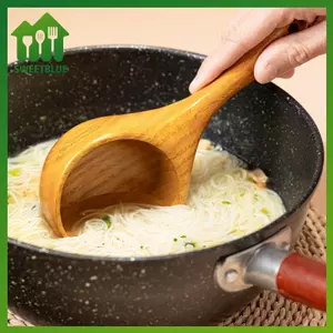 NGỌT Nhật Bản Gỗ Tiện Ích Nhà Bếp Lớn Nồi Súp Nhật Bản Tay Cầm Ngắn Cháo Thìa Súp Nhà Bếp Phụ Kiện n