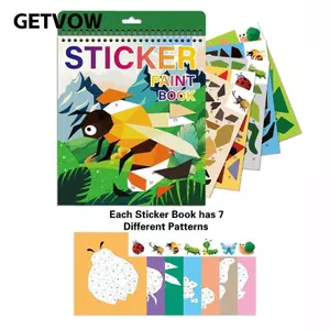 Sách dán GETVOW, Nhãn dán xếp hình PET Khảm DIY, Sách xếp hình hoạt hình Kawaii Trẻ em