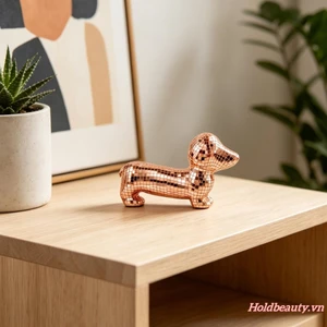Tượng chó Disco Dachshund Trang trí gương sáng bóng Tượng chó con cho màn hình máy tính để bàn gia đình cổ điển