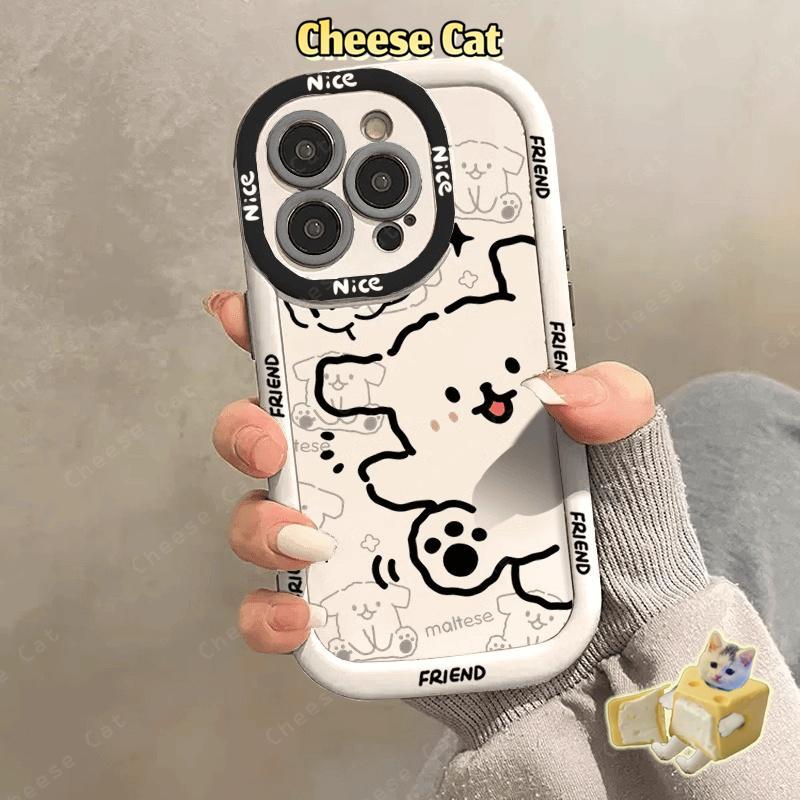 Dây Đeo Màu Đen Dễ Thương Đường Màu Đen Cún Con Dành Cho iPhone 13 14 15 16 17 12 11 Pro Max Xs 7 Plus Silicone Bảo Vệ