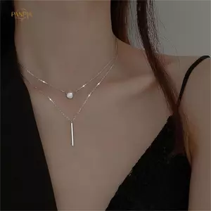 PNPIA- Mặt dây chuyền bạc Nelace vuông hình học Nelace Thời trang nữ đơn giản