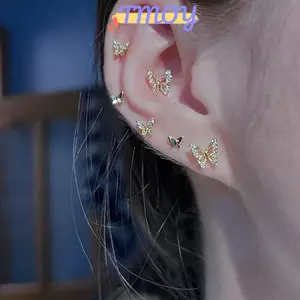 TMOY 6 Cái / bộ Bộ Bông Tai Pha Lê Đơn Giản Dành Cho Nữ Bướm Zircon Bông Tai Cô Gái Tiệc Cưới Đính Hôn Phụ Kiện Trang Sức TMOY