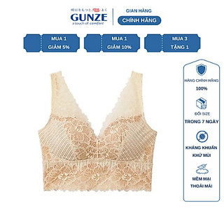 Áo lót ren nâng ngực không gọng Gunze JB1007H đệm rời 3cm chính hãng Nhật Bản