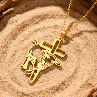 SKYRIM Chúa Giêsu Chiên Thiên Chúa Thánh Giá Nữ Vòng Cổ Agnus Dei Cừu Thánh Giá Thiên Chúa Giáo Mặt Dây Chuyền Thép Không Gỉ Trang Sức