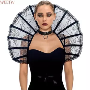 WEETW Victoria Đứng Lên Cổ Áo, Lưới Gothic Nữ Hoàng Cosplay Áo Khoác, Nhập Vai Thiết Kế Thời Trung Cổ Ren Phục Hưng Trang Phục Halloween Phụ Kiện Sân Khấu Biểu Diễn
