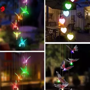 Chuông gió năng lượng mặt trời đầy màu sắc Chim ruồi chống nước Windchime Đèn năng lượng mặt trời VN