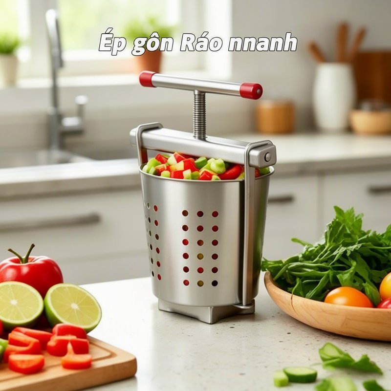 Dụng Cụ Vắt Ráo Nước Đa Năng Inox 430 Ép Rau Củ Quả Ép Chanh Kèm 2 Lưới Lọc Cho Bếp