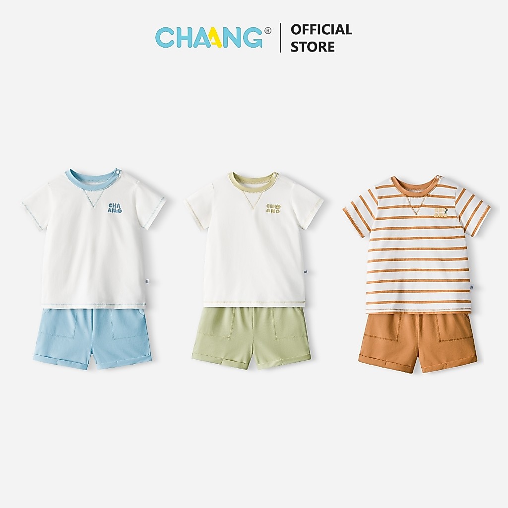 [CHAANG 24M-7Y] Bộ quần áo cộc tay cúc vai Bloom cho bé trai