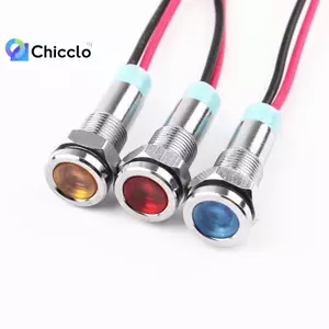 1 cái 6mm Đầu phẳng LED Đèn báo kim loại Đèn báo chống nước 12V Với Đỏ Vàng Xanh lam Xanh lam Và Trắng Đường đẹp