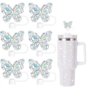 Sáng Tạo Kim Cương Ống Hút Trang Trí Stanley Cup Kim Cương Giả Cánh Thiên Thần Phụ Kiện Cô Gái Silicon Ống Hút Mũ ROYQ