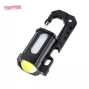 Đèn pin móc khóa LED YOFFOR, Đèn móc khóa ABS màu đen