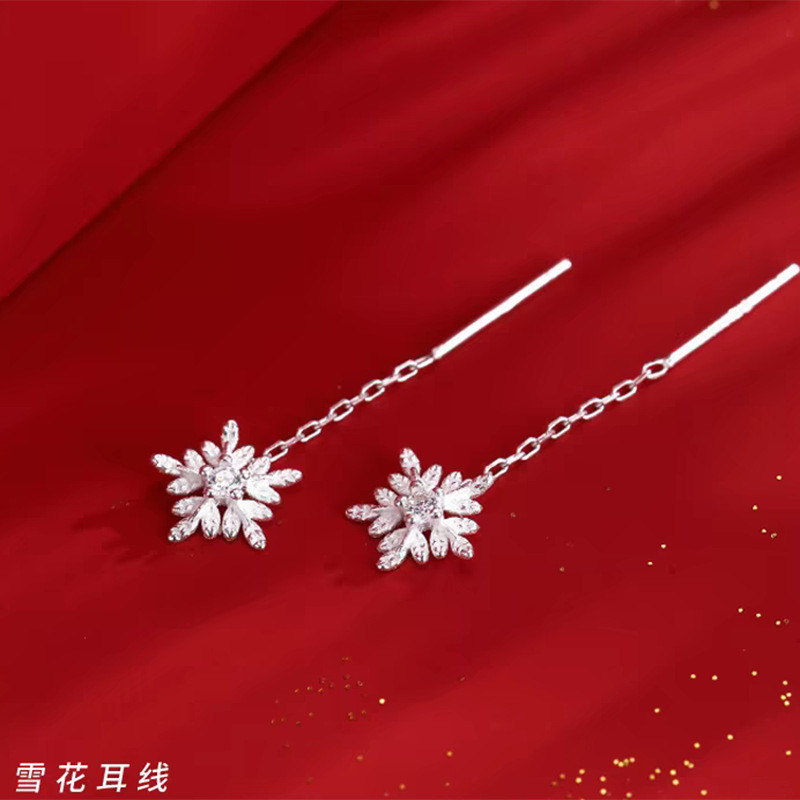 Bông tai cao cấp bông tuyết bạc s925