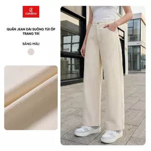 Quần jean nữ CARDINA dáng suông túi ốp trang trí 6QJT04