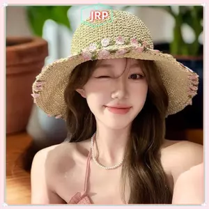JRP Nữ Mùa Hè Mũ Rơm Một Insta Phong Cách Wavy Edge Mái hiên Lớn Rơm Người Cá Mũ Ngày Lễ Bãi Biển Thoáng Khí Rỗng Che Nắng Mũ JRP