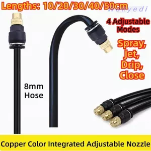 WANYEDI 5 Vòi phun sương, Ống 8mm 4in1 Điều chỉnh chế độ Máy phun sương trong vườn có thể uốn cong, 10 / 20 / 30 / 40 / 50cm Đầu phun tưới nước tự động Hệ thống tưới nước tự động