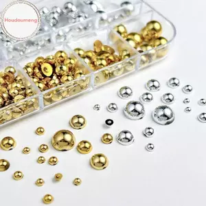 Houdou 12Grids Hỗn Hợp Ngọc Trai Bán Tròn Vàng Bạc Móng Tay Quyến Rũ Trang Trí Móng Tay Làm Móng Tay Phụ Kiện Salon VN