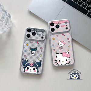 Ốp Điện Thoại Da PU Hình Mèo Kitty Dễ Thương Cho Vivo Y21D Y29 Y29S Y29T Y28 Y28E Y28S Y27S Y21S Y21T Y21E Y20A Y20S Y20i Y20T Y20G 5G 4G Vỏ Kẻ Sọc Vỏ Mềm Bạc Chống Rơi